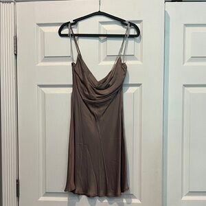 Zara Brown Draped Slip Dress